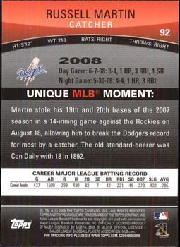 2009 Topps Unique #92 Russell Martin Back
