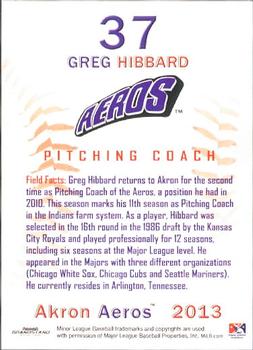 2013 Grandstand Akron Aeros #NNO Greg Hibbard Back
