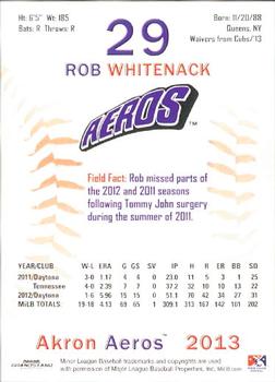 2013 Grandstand Akron Aeros #NNO Rob Whitenack Back