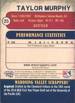 2014 Choice Mahoning Valley Scrappers #25 Taylor Murphy Back