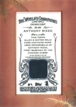 2014 Topps Allen & Ginter - Mini Framed Relics #RA-ARI Anthony Rizzo Back