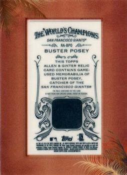 2014 Topps Allen & Ginter - Mini Framed Relics #RA-BPO Buster Posey Back