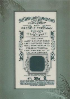 2014 Topps Allen & Ginter - Mini Framed Relics #RB-FF Freddie Freeman Back