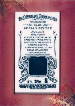 2014 Topps Allen & Ginter - Mini Framed Relics #RA-ABC Adrian Beltre Back