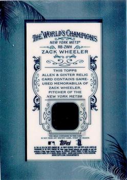 2014 Topps Allen & Ginter - Mini Framed Relics #RB-ZWH Zack Wheeler Back