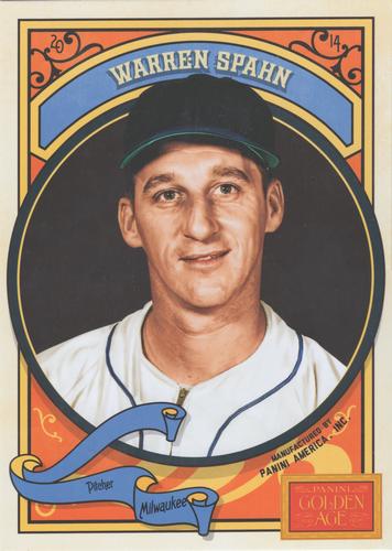 2014 Panini Golden Age - 5x7 Box Toppers #3 Warren Spahn Front