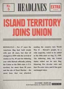 2014 Panini Golden Age - Headlines #5 Hawaii Becomes 50th State Back