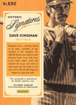 2014 Panini Golden Age - Historic Signatures #KNG Dave Kingman Back