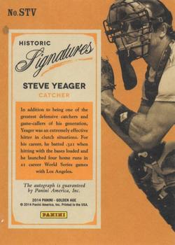 2014 Panini Golden Age - Historic Signatures #STV Steve Yeager Back