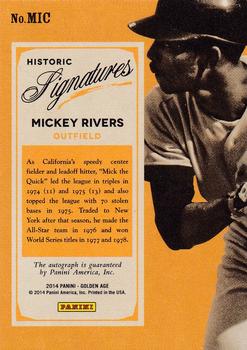 2014 Panini Golden Age - Historic Signatures #MIC Mickey Rivers Back