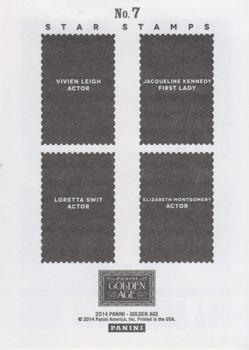 2014 Panini Golden Age - Star Stamps #7 Jacqueline Kennedy / Elizabeth Montgomery / Loretta Swit / Vivien Leigh Back