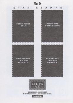 2014 Panini Golden Age - Star Stamps #8 Bobby Jones / Hack Wilson / Man o' War / Red Grange Back