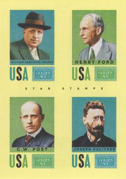 2014 Panini Golden Age - Star Stamps #10 Henry Ford / Joseph Pulitzer / William Randolph Hearst / C.W. Post Front