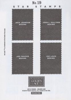 2014 Panini Golden Age - Star Stamps #19 Jack Johnson / Joe Frazier / John L. Sullivan / Joe Louis Back