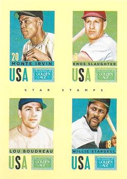 2014 Panini Golden Age - Star Stamps #27 Enos Slaughter / Lou Boudreau / Monte Irvin / Willie Stargell Front