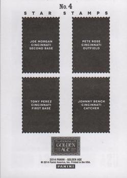 2014 Panini Golden Age - Star Stamps #4 Joe Morgan / Johnny Bench / Pete Rose / Tony Perez Back