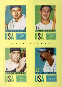 2014 Panini Golden Age - Star Stamps #22 George Kell / Tom Tresh / Yogi Berra / Willie Horton Front