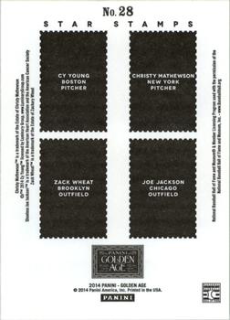 2014 Panini Golden Age - Star Stamps #28 Cy Young / Joe Jackson / Christy Mathewson / Zack Wheat Back