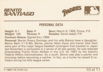 1989 Star Benito Santiago #10 Benito Santiago Back