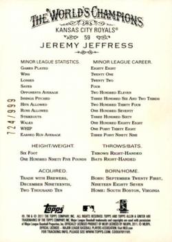 2011 Topps Allen & Ginter - Glossy #59 Jeremy Jeffress Back