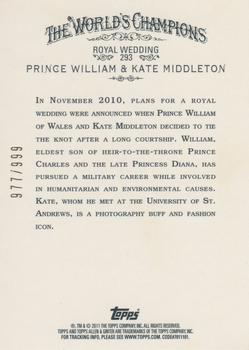 2011 Topps Allen & Ginter - Glossy #293 Prince William / Kate Middleton Back