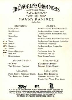 2011 Topps Allen & Ginter - Glossy #316 Manny Ramirez Back