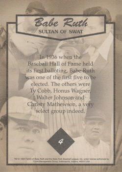 1994 Guyana Babe Ruth Sultan of Swat Stamp Cards #4 Babe Ruth Back