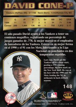 1997 Pacific Crown Collection #148 David Cone Back