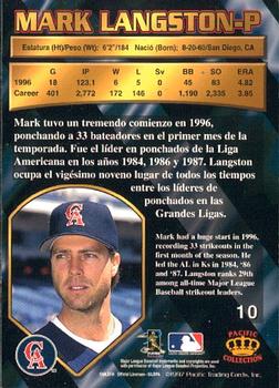 1997 Pacific Crown Collection #10 Mark Langston Back