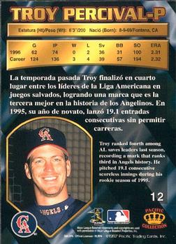 1997 Pacific Crown Collection #12 Troy Percival Back