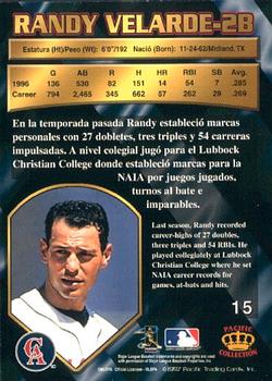 1997 Pacific Crown Collection #15 Randy Velarde Back
