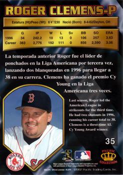 1997 Pacific Crown Collection #35 Roger Clemens Back
