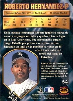 1997 Pacific Crown Collection #54 Roberto Hernandez Back