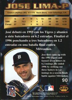 1997 Pacific Crown Collection #90 Jose Lima Back