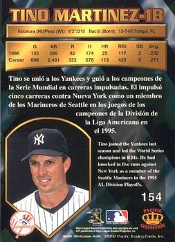 1997 Pacific Crown Collection #154 Tino Martinez Back
