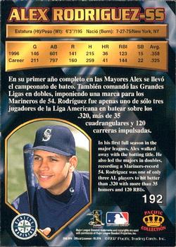 1997 Pacific Crown Collection #192 Alex Rodriguez Back