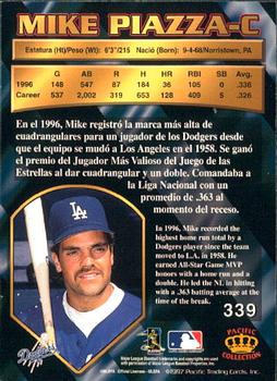 1997 Pacific Crown Collection #339 Mike Piazza Back