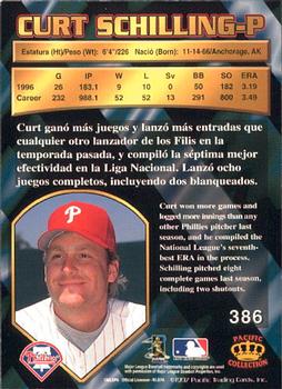 1997 Pacific Crown Collection #386 Curt Schilling Back