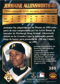 1997 Pacific Crown Collection #389 Jermaine Allensworth Back