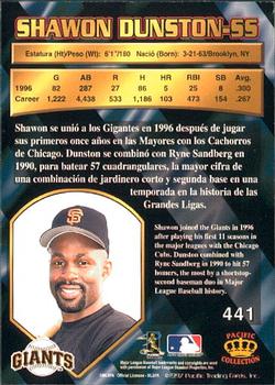 1997 Pacific Crown Collection #441 Shawon Dunston Back