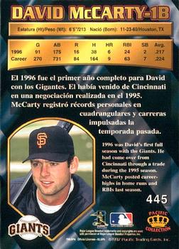 1997 Pacific Crown Collection #445 David McCarty Back