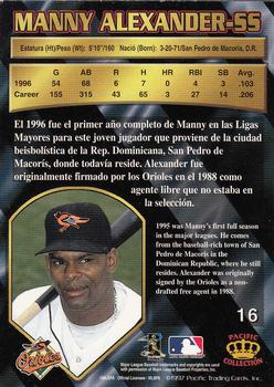 1997 Pacific Crown Collection #16 Manny Alexander Back