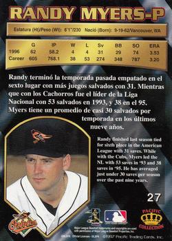1997 Pacific Crown Collection #27 Randy Myers Back