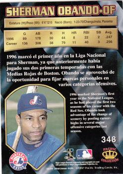 1997 Pacific Crown Collection #348 Sherman Obando Back
