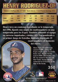 1997 Pacific Crown Collection #350 Henry Rodriguez Back