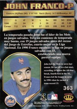 1997 Pacific Crown Collection #363 John Franco Back