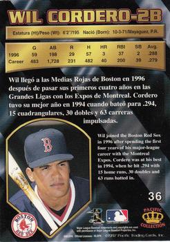 1997 Pacific Crown Collection #36 Wil Cordero Back