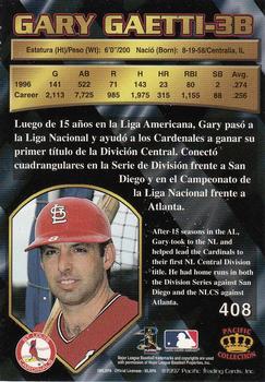 1997 Pacific Crown Collection #408 Gary Gaetti Back