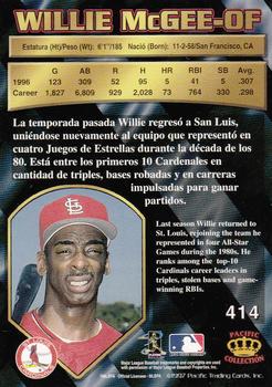 1997 Pacific Crown Collection #414 Willie McGee Back