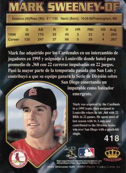 1997 Pacific Crown Collection #418 Mark Sweeney Back